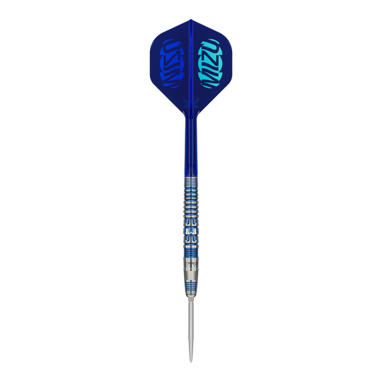 Auf dem Bild sind die Target Japan Mizu Series 01 Swiss Point Steeldarts zu sehen. Diese Darts sind speziell für das Steeldartspiel entwickelt.