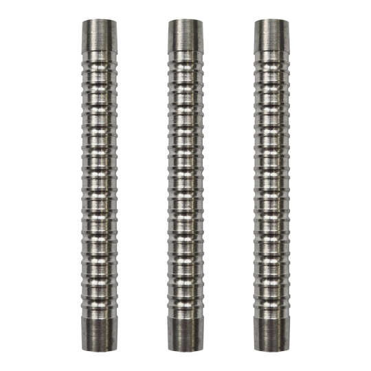 Das Bild stellt ein Set von McDart Double Ring Softdart Barrels - 18g dar. Die Dart-Barrels sind zusammen in einer Reihe dargestellt.