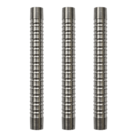 McDart Double Ring Softdart Barrels - 18g Das Bild stellt ein Set von McDart Double Ring Softdart Barrels - 18g dar. Die Dart-Barrels sind zusammen in einer Reihe dargestellt.