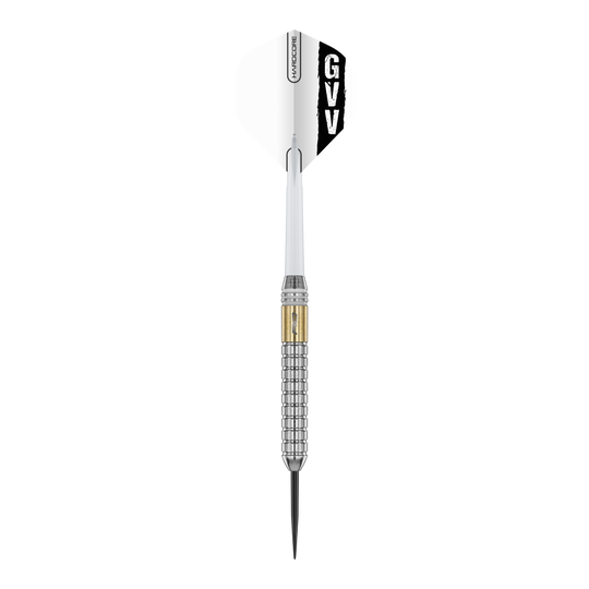 Red Dragon Gian Van Veen Brass Steeldarts - 21 g Die Abbildung zeigt die Red Dragon Gian Van Veen Brass Steeldarts mit 21 g Gewicht. Die Darts sind für präzises Steeldartspiel geeignet.