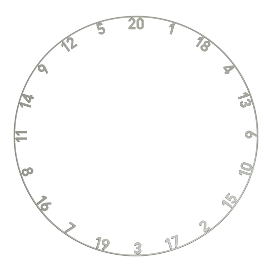 Precise 180 OnePiece Lasercut Number Ring Auf dem Foto ist ein lasergeschnittener Zahlenring in der Farbe Nordic Grey abgebildet. Es handelt sich um die Datei ONE1012_Precise180_OnePiece_Lasercut_Zahlenring_NordicGrey_1.