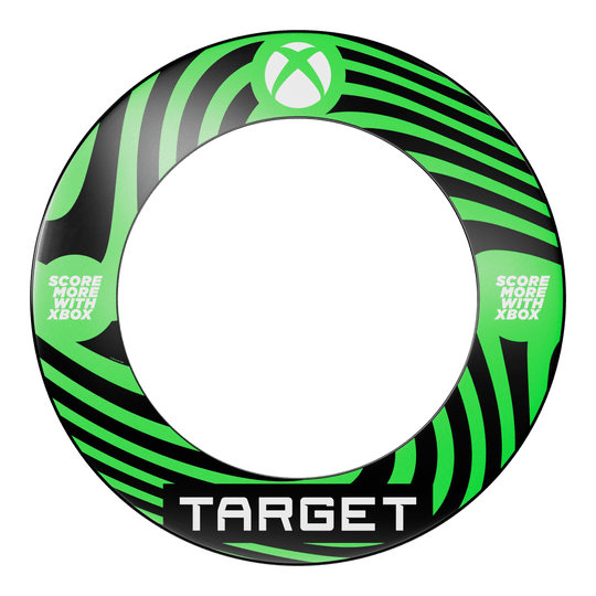 Abgebildet ist das Target Xbox Dartboard Surround Bundle. Dieses Produkt bietet einen Schutzrahmen für die Dartscheibe.