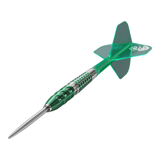 Auf dem Bild sind die Target Japan Prime Series Motomu Sakai Xeno GEN1 Swiss Point Steeldarts zu sehen. Sie zeichnen sich durch hochwertige Verarbeitung aus.