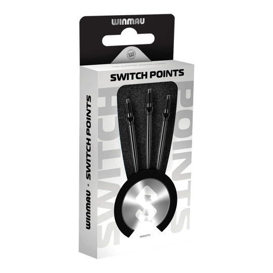 Winmau Switch Point Smooth Steel Dart Tips - Black Hier sieht man die Winmau Switch Point Smooth Steeldartspitzen in Schwarz. Die Dartspitzen haben ein glattes Design und sind schwarz gefärbt.