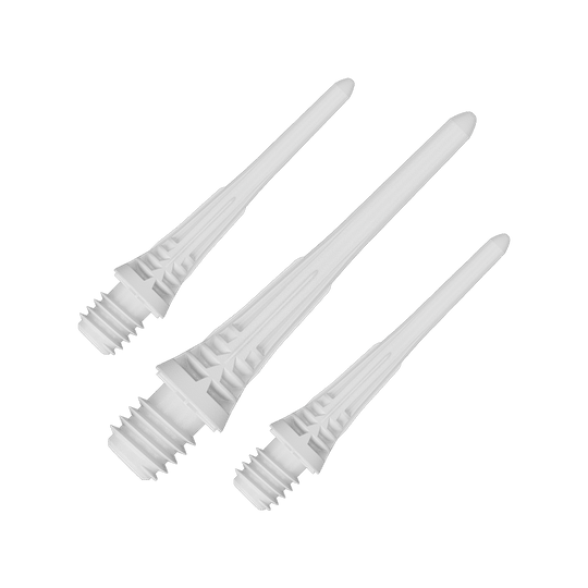 Target Cryo Softdartspitzen 30er Pack - Weiß werden einzeln dargestellt. Das Bild hebt die Form und die Farbe der Softdartspitzen hervor.