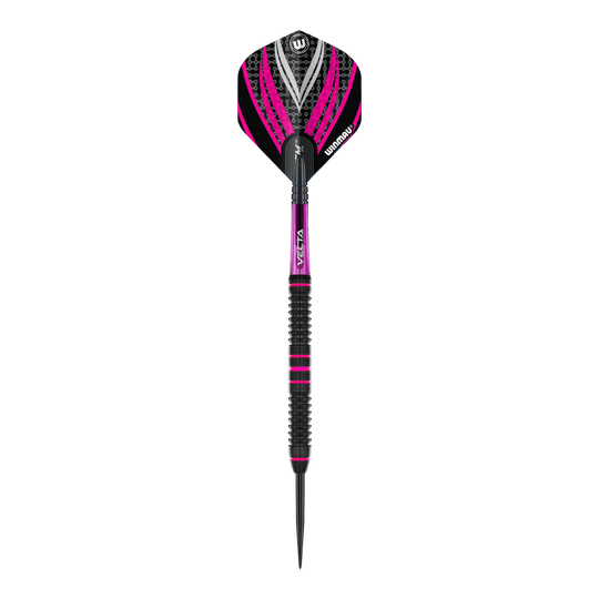 Das Bild stellt die Winmau Team 360 Rebecca Allen Steeldarts - 24g dar. Diese Darts bieten eine ausgezeichnete Balance und Kontrolle beim Spiel.