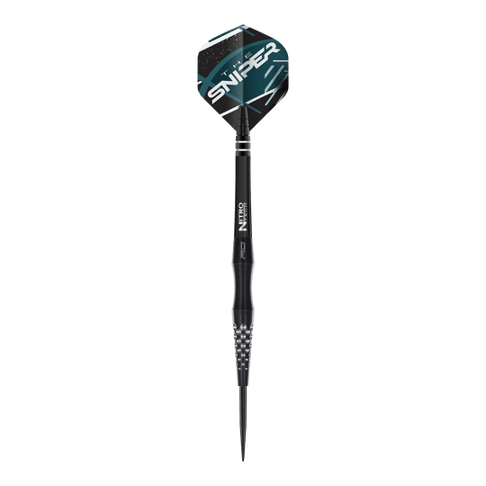 Abgebildet ist das Produkt Red Dragon Connor Scutt The Sniper Steeldarts - 22g. Diese Darts sind speziell für professionelle Spieler entwickelt.