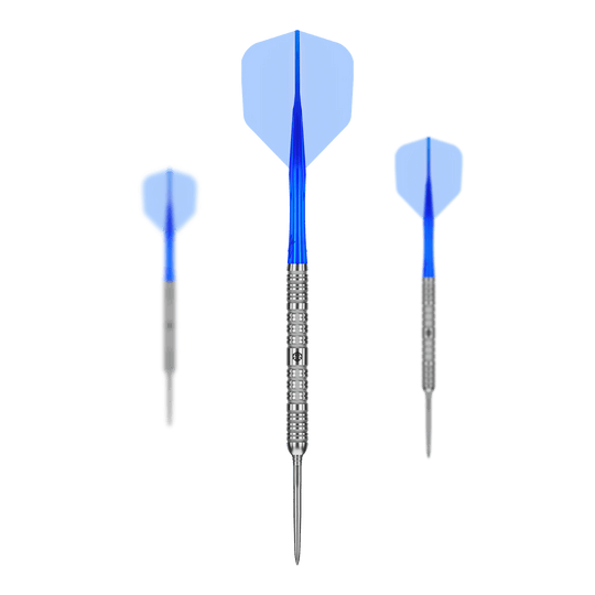 Caliburn Rix EZ-EVO R1 steel darts Auf diesem Bild sieht man die Caliburn Rix EZ-EVO R1 Steeldarts im Set. Die Steeldarts sind zusammen angeordnet.