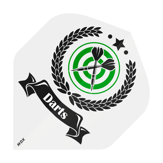 MD-401-Log_2-Seitig_Bedruckte_Flights_Logo_MDX_2 Das Bild zeigt einen Dart-Ersatzflight mit Logo-Aufdruck.