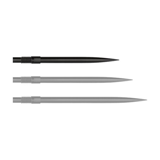 Harrows Quick Point Dart Tips - Black Abgebildet ist ein Produkt mit dem Dateinamen 'QP23974_Harrows_QuickPoint_Dartspitzen_Schwarz_30mm_1'. Das Bild zeigt schwarze Dartspitzen.