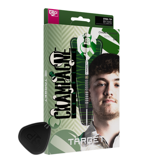Dies ist ein Foto von Target Charlie Manby Swiss Points Steeldarts. Es wird ein weiterer Dart aus dem Set gezeigt.