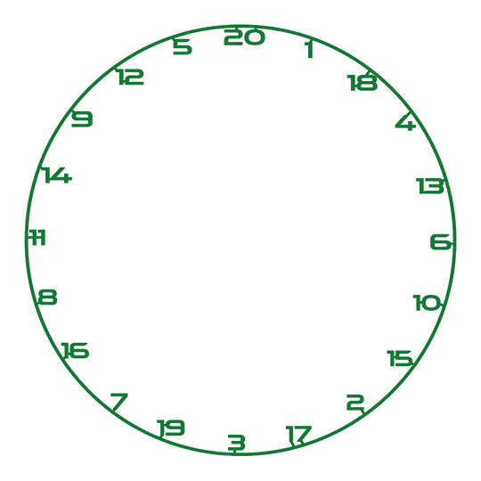 Bullet Dartboard Number Ring Dieses Bild zeigt ein Dartboard-Zahlenring in Grün. Es ist ideal für Dartboards und wird oft zum Zählen verwendet.