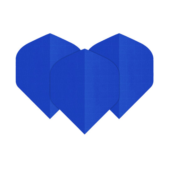 Nylon Fabric Flights - Standard - BLUE Das Bild zeigt drei blaue Dart-Flights aus Nylon-Stoff. Sie haben eine klassische, leicht abgerundete Form.