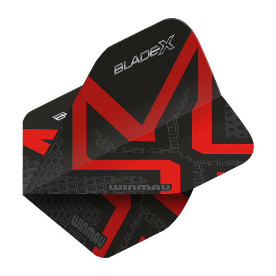 Winmau Prism Delta Blade X Metallic Red No2 Standard Flights Hier sieht man den Winmau Prism Delta Blade X Metallic Red No2 Standard Flight. Das Produkt ist rot und wird für Dartpfeile verwendet.