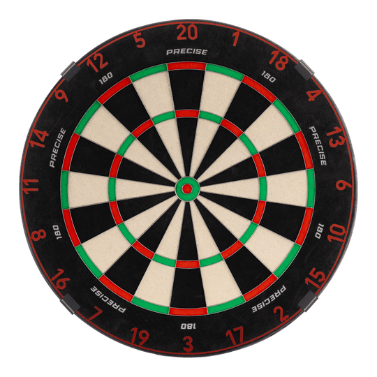 Precise 180 Endorphine Steel Dartboard with Numbered Ring - Faded Red Das Bild zeigt das Precise 180 Endorphine Steeldartboard mit Nummernring in Faded Red. Es handelt sich um eine hochwertige Dartscheibe mit rotem Farbverlauf.
