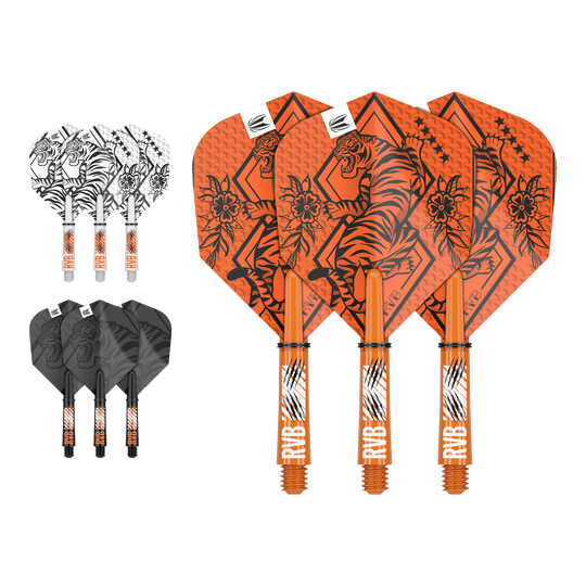 Target Ink Flight Shaft Kit Raymond Van Barneveld Abgebildet ist ein Flight-Shaft-Kit, vermutlich das Raymond Van Barneveld Modell mit 34 mm Länge. Das Produkt ist ein Dart-Zubehör.