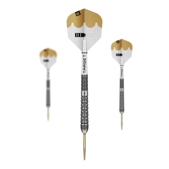 Target Redux 03 Swiss Point steel darts Das Bild zeigt ein Set der Target Redux 03 Swiss Point Steeldarts. Das Set ist ideal für jeden Dartliebhaber.