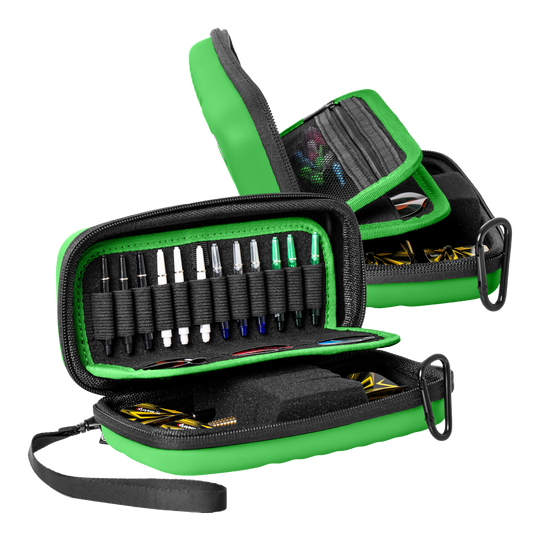 Beazd Orbis S Dartcase - Green Das Bild zeigt eine Beazd Orbis S Dartcase. Die Darttasche bietet Platz für Darts und Zubehör.