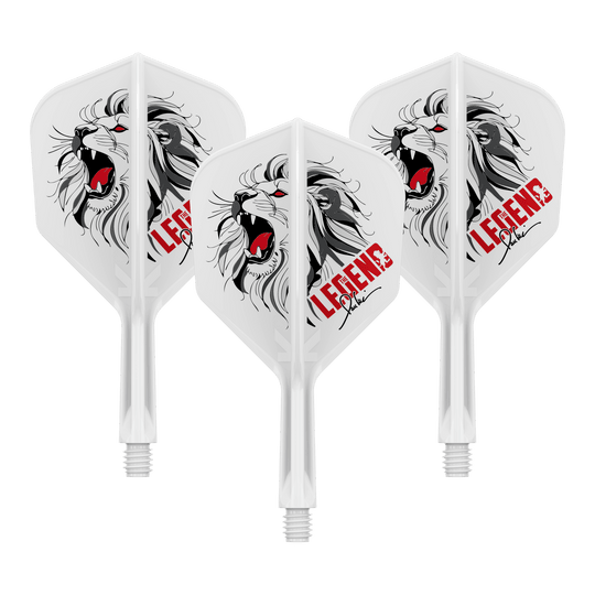 Das Bild zeigt ein Set Dart-Flights, genannt '410264_Target_Japan_K-Flex_Paul_Lim_The_Legend_Printed_No6_Flights_19mm_1Set'. Diese Flights sind bedruckt und eignen sich zum Einsatz bei Paul Lim Darts.