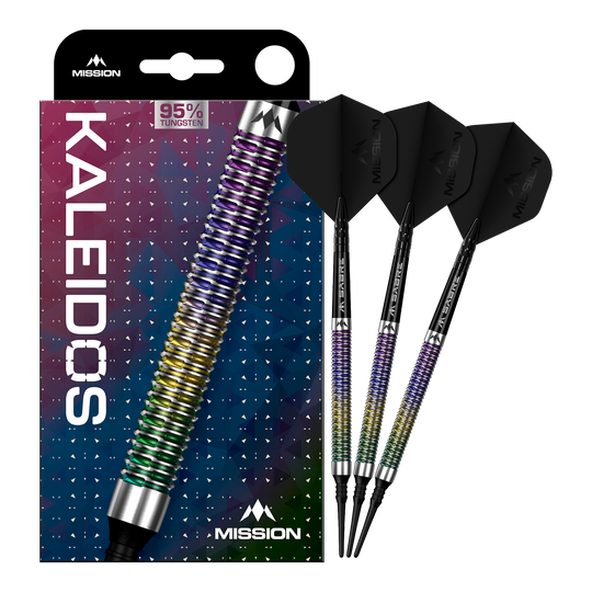 Mission Kaleidos soft darts - 19g Mission Kaleidos Softdarts - 19g ist auf dem Bild zu sehen. Der Softdart ist vollständig abgebildet.