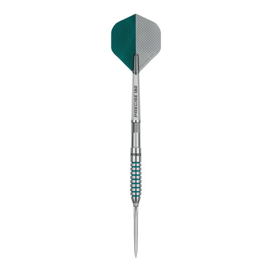 Dieses Bild zeigt die Precise 180 MRV1 Steeldarts - 23g. Die Darts haben ein modernes Design und sind langlebig.