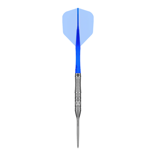 Dieses Bild zeigt einen einzelnen Caliburn Rix EZ-EVO R2 Steeldart. Der Dart ist in Nahaufnahme zu sehen.
