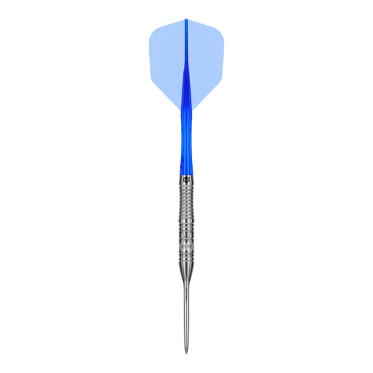 Caliburn Rix EZ-EVO R2 steel darts Dieses Bild zeigt einen einzelnen Caliburn Rix EZ-EVO R2 Steeldart. Der Dart ist in Nahaufnahme zu sehen.
