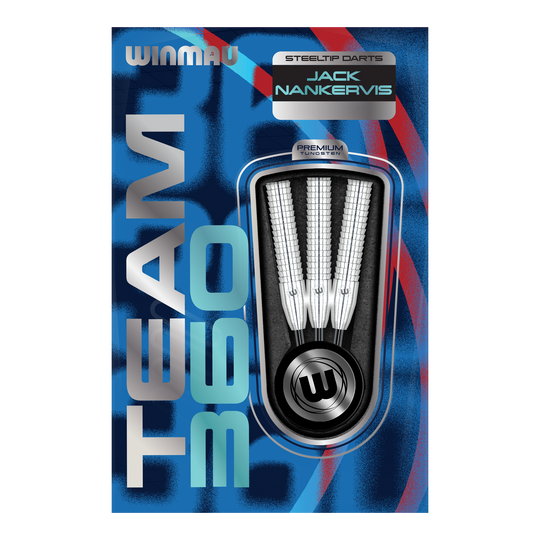 Das Bild zeigt die Winmau Team 360 Jack Nankervis Steeldarts mit 24g Gewicht. Ideal für Dartspieler, die hochwertige Steeldarts bevorzugen.