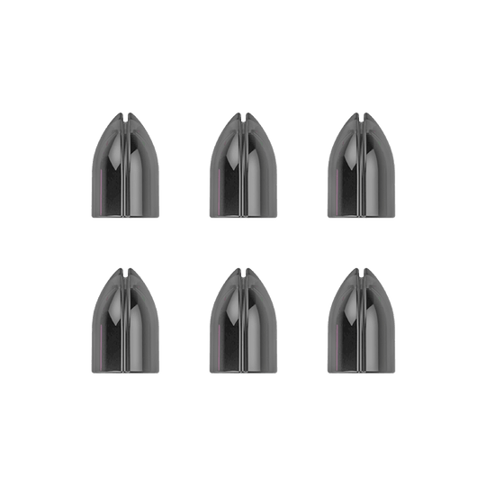 SLZ-525-L-Style-Shell-Lock-Ringe-Schwarz-1YTe78quXN3xMN Das Bild zeigt sechs schwarze L-Style Shell Lock Ringe, die in zwei Reihen angeordnet sind. Diese Ringe werden als Zubehör für Dartpfeile verwendet.