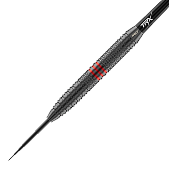 Red Dragon Jonny Clayton Core Brass Steeldarts - 21g Hier ist ein Red Dragon Jonny Clayton Core Brass Steeldart - 21g aus einer anderen Perspektive zu sehen. Zu erkennen sind die goldenen und silbernen Details sowie ein roter und schwarzer Flight.