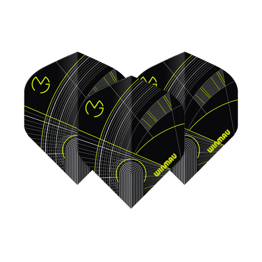 Winmau Prism Delta MvG Black Green No2 Standard Flights Das Bild zeigt die Winmau Prism Delta MvG Black Green No2 Standard Flights. Diese Flights sind in Schwarz und Grün gehalten und für Darts geeignet.
