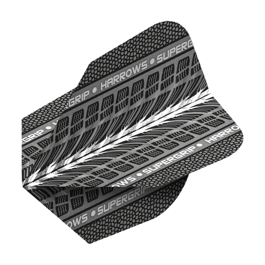 Harrows Supergrip White No6 Flights Hier sind Harrows Supergrip Weiß No6 Flights zu sehen. Das Produkt besteht aus weiß gefärbten Dart-Flights.