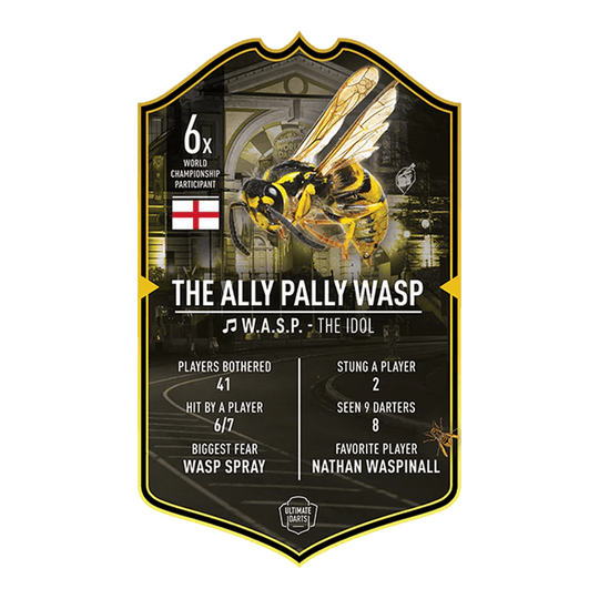 Ultimate Darts Card - The Ally Pally Wasp Ultimate Darts Card - The Ally Pally Wasp. Diese Karte präsentiert das Motiv The Ally Pally Wasp aus der Ultimate Darts Card Serie.