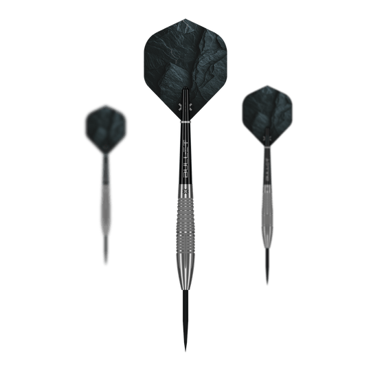 Bullet Monolith Steel Darts sind dargestellt. Es handelt sich um ein Set von Steeldarts aus der Bullet Monolith Serie.