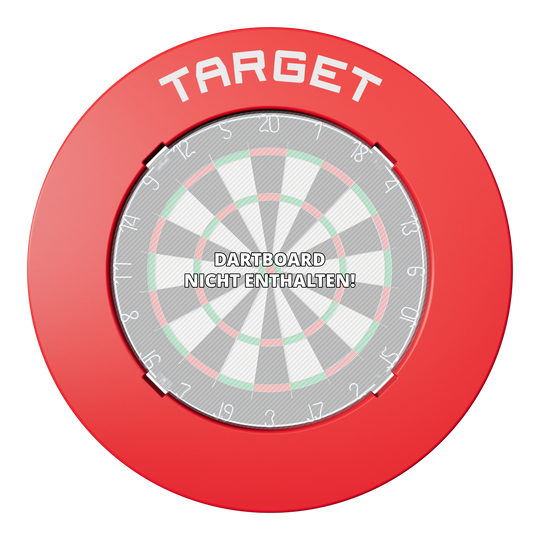 Auf dem Bild ist eine runde rote Umrandung für ein Dartboard. Sie erscheint matt und gleichmäßig.