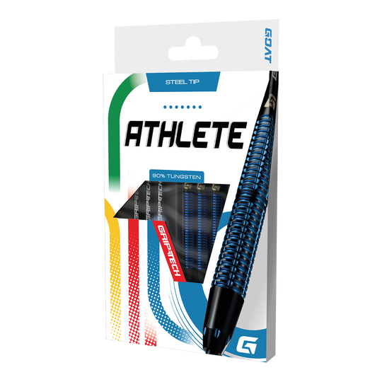GOAT Athlete Blue Tungsten Steel Darts Das Foto zeigt die GOAT Athlete Black Tungsten Steeldarts. Diese Steeldarts zeichnen sich durch ihre Robustheit aus.