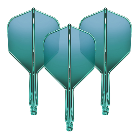 Produktbild mit dem Dateinamen GD8000160_GOAT_A1R_No6_Flight-Shaft-System_Gruen_19mm_1Set. Zeigt vermutlich ein grünfarbenes Flight-Shaft-System für Dartpfeile mit 19mm Länge.