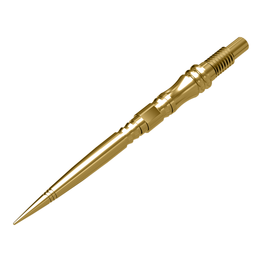 Harrows Quick Point Apex Axis Elite Series Dartspitzen in Gold. Die goldfarbenen Dartspitzen sind detailliert dargestellt.