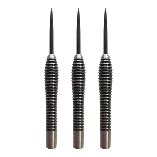 McDart Black Ring Teardrop Steeldart Barrels - 24g Abgebildet ist das Produkt McDart Black Ring Teardrop Steeldart-Barrels - 24g. Es handelt sich um ein Set von Steeldart-Barrels in schwarz mit Ringdesign.