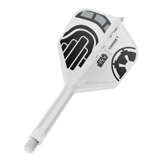 Target Star Wars K-Flex Stormtrooper No6 Flights Ein Dart-Flight aus der Star Wars KFlex Stormtrooper No6 Serie ist auf dem Bild. Der Flight ist intermediate und misst 26 mm.