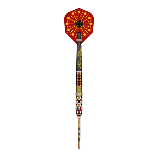 Shot Goths Alaric Turbo Point Steel Darts - 23g Abgebildet ist ein Set der Shot Goths Alaric Turbo Point Steeldarts mit 23g Gewicht. Die Steeldarts werden für professionelle Dartspieler empfohlen.