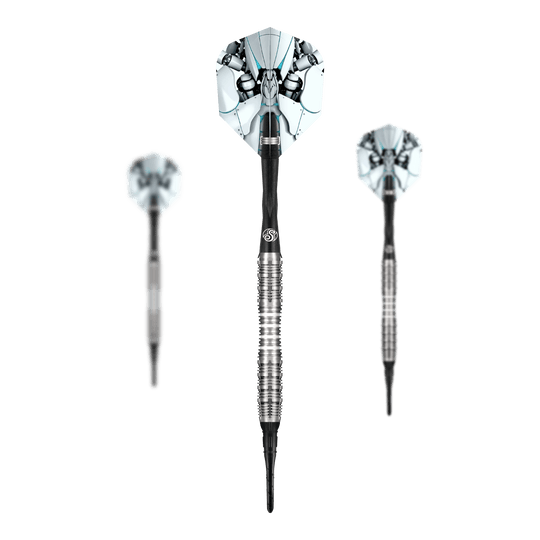 Shot AI Scorpula Soft Darts - 20g Das Bild zeigt ein komplettes Set der Shot AI Scorpula Softdarts - 20g. Es handelt sich um ein Set für Softdart-Spieler.