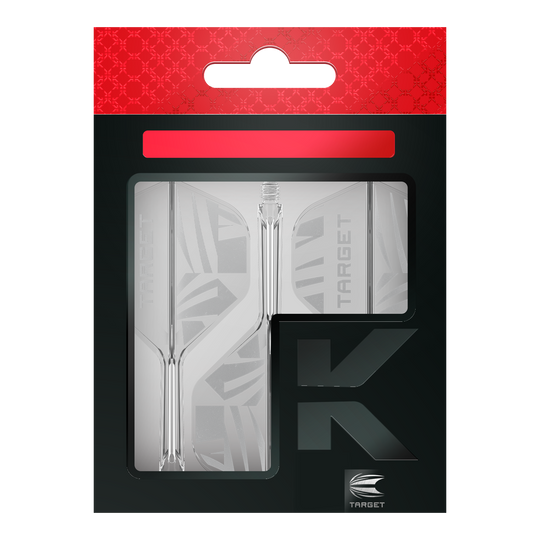Target K-Flex Clear No2 Standard Flights Das Bild zeigt die Target K-Flex Clear No2 Standard Flights. Die Flügel sind transparent gestaltet und für Dartpfeile geeignet.