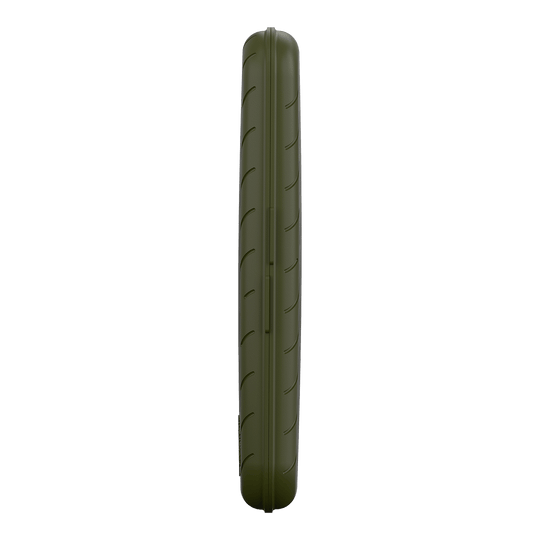 Harrows Slimcase Dart Case Auf dem Bild ist ein schlankes, grünes Etui von der Seite zu sehen. Das Etui hat eine glatte Oberfläche mit leichten Rillen.