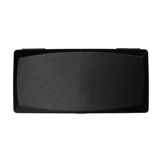 Das Bild zeigt eine schwarze ABS-Box mit rechteckiger Form. Die Oberfläche der Box ist glatt und schlicht gestaltet.