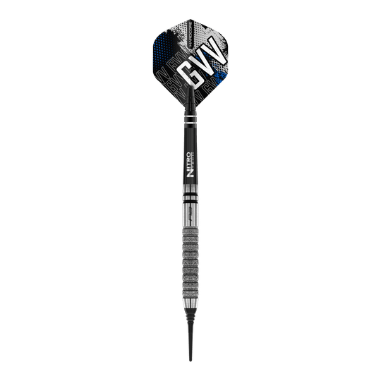 Red Dragon Gian Van Veen Tour Edition Softdarts - 20g Dies ist ein Softdart aus der Serie "Red Dragon Gian Van Veen Tour Edition" mit einem Gewicht von 20g. Der Dart hat ein modernes Design mit silbernen und schwarzen Elementen sowie den Initialen "GVV" auf dem Flight.