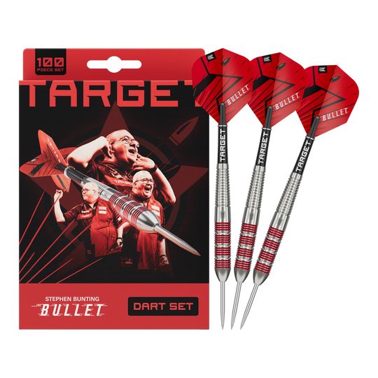Target Stephen Bunting Bullet 100 Piece Brass Steeldart Set - 22g Target Stephen Bunting Bullet 100 Piece Brass Steeldart Set - 22g