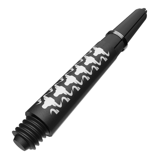 Das Bild zeigt BullsNL Capo Carbon Shafts in Weiß, Short, 34mm. Es handelt sich um einen kurzen Schaft für Dartpfeile.