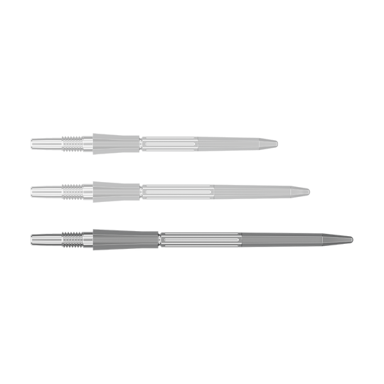 Target Elysian Archetype 43 Swiss Point Steel Dart Tips - Silver Auf dem Bild sind SwissPoint Dartspitzen in Silber mit einer Länge von 42 mm zu sehen. Dieses Produkt ist für Dartpfeile gedacht.