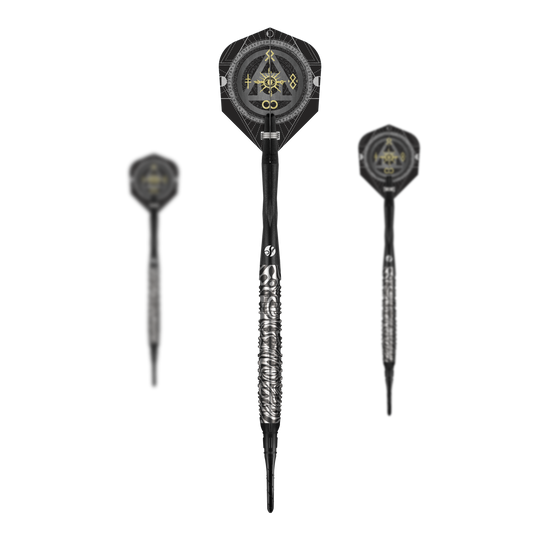Shot Alchemy Runstel Soft Darts - 20g Abgebildet ist das Set der Shot Alchemy Runstel Softdarts mit 20 Gramm. Die Darts sind als Set zusammengefasst zu erkennen.